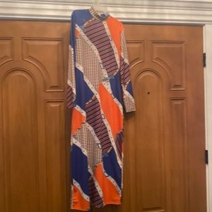 Chic Always Long mixed print turtleneck dress Lg